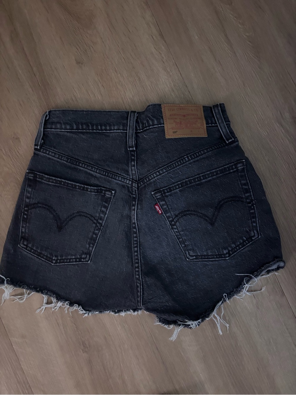 Levi's Black Cutoff Denim Shorts with Frayed Hem